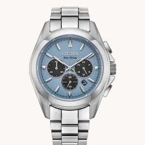 Citizen Eco-Drive Silver Watch with Blue Dial
